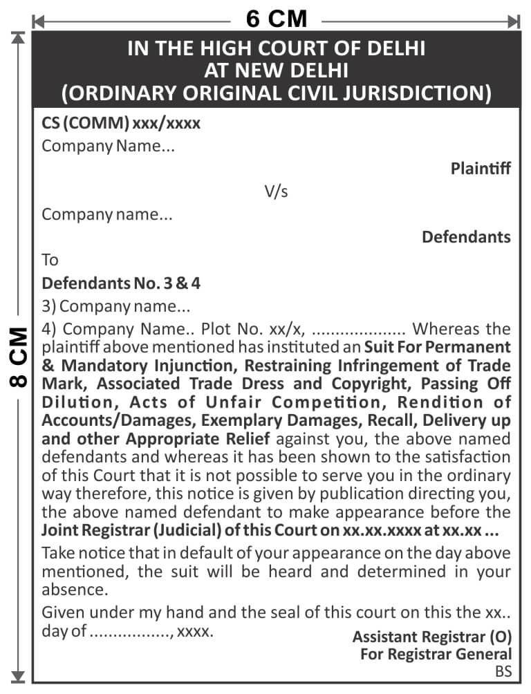 court notice in newspaper